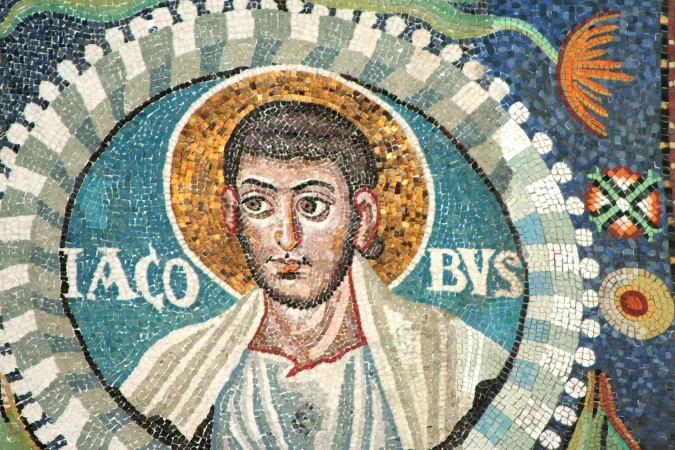 St. Jakobus der Ältere: Detail des Mosaiks in der Basilika San Vitale im italienischen Ravenna.