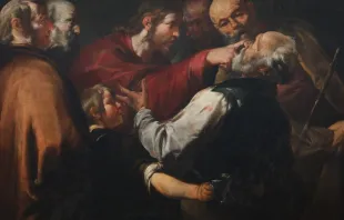 Jesus heilt einen Blinden (Gemälde von Gioacchino Assereto) / gemeinfrei