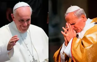 Papst Franziskus und der heilige Papst Johannes Paul II.  / 2papisanti.org