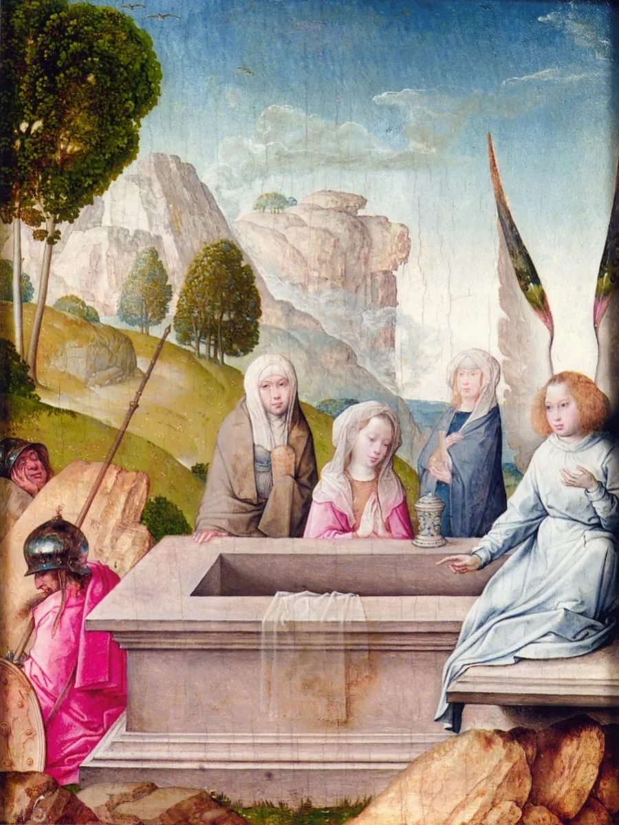 Der flämische Maler Juan de Flandes malte um 1498 “Die Auferstehung Christi und drei Frauen am Grab“ 