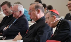 Kardinal Kurt Koch (rechts) beim "Benedikt XVI. Forum" in Hamburg. Neben ihm die Organisatoren Markus Graulich, Wilhelm Hegenbart und Ralph Weimann. / Athinea Andryszczak / Benedikt XVI. Forum