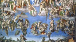 Ausschnitt der Darstellung des jüngsten Gerichts von Michelangelo in der Sixtinischen Kapelle. Es wurde 1541 fertiggestellt. / Gemeinfrei