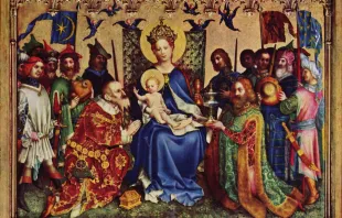 Anbetung der Könige, Dreikönigsaltar von Stefan Lochner im Kölner Dom (15. Jahrhundert) / gemeinfrei