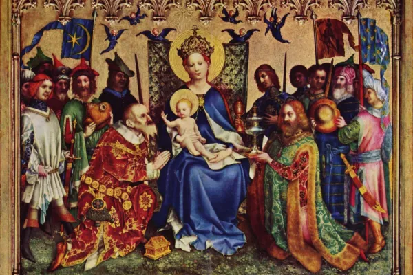 Anbetung der Könige, Dreikönigsaltar von Stefan Lochner im Kölner Dom (15. Jahrhundert) / gemeinfrei