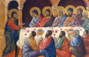 Das letzte Abendmahl. Ausschnitt aus einem Gemälde von Duccio di Buoninsegna, entstanden im Jahr 1308. / (Gemeinfrei)