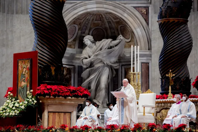Papst Franziskus predigt im Petersdom am Hochfest Mariens, 1. Januar 2022