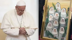 Papst Franziskus und die zehn neuen seligen Märtyrerinnen / Papst Franziskus - Foto: Daniel Ibañez /ACI Prensa. 
Gemäöder der zehn neuen Seligen - Foto: Joanna Jureczko / EWTN Polska