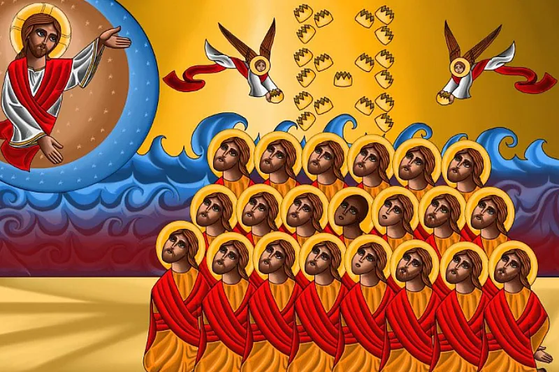 Eine Ikone der 21 koptischen Märtyrer, geschrieben von dem Künstler Tony Rezk
