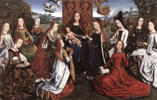 Die Jungfrau umgeben von weiblichen Heiligen: Das Gemälde schuf, Ende des 15. Jahrhunderts, der namentlich nicht bekannte "Meister der Lucialegende" aus den Niederlanden. / Gemeinfrei via Wikimedia