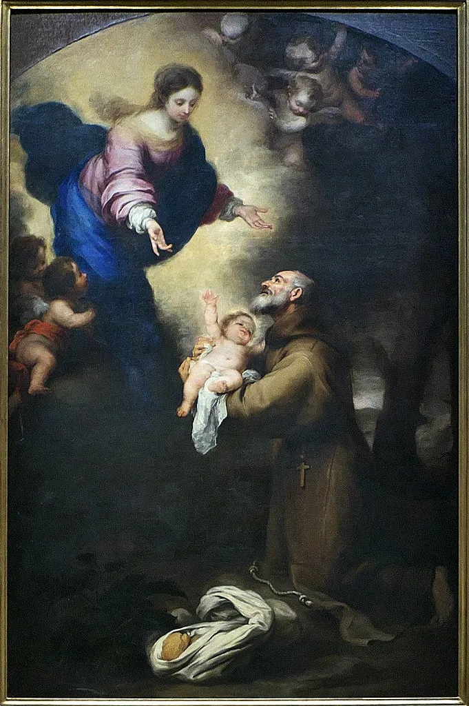 "Der heilige Felix von Cantalice empfiehlt den Jesusknaben der Madonna" von Bartolomé Esteban Murillo.