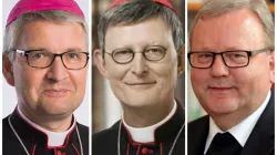 Bischof Peter Kohlgraf von Mainz, Kardinal Rainer Marie Woelki von Köln und Bischof Franz-Josef Bode von Osnabrück (von links). / Bistum Mainz / Erzbistum Köln / Bistum Osnabrück