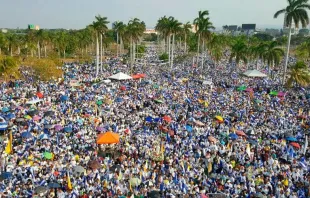 Hoffnung auf ein Ende der Gewalt und Gerechtigkeit für ihr Land: Die Weihe Nicaraguas an das Unbefleckte Herz Mariens am 28. April 2018 in Managua. / Erzbistum Managua / Facebook