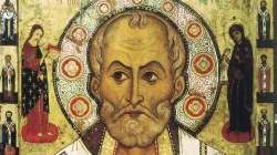 Sankt Nikolaus, Nikolaus von Myra (Russische Ikone) / Aleksa Petrov, Public domain, via Wikimedia Commons