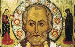 Nikolaus von Myra (russische Ikone von Aleksa Petrov, 1294, Museum Nowgorod) / Aleksa Petrov