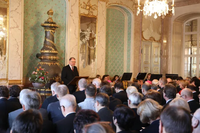 Der Vorsitzende des Diözesanrats der Katholiken im Bistum Eichstätt, Christian Gärtner, bei seiner Rede während des Diözesanrats-Neujahrsempfangs 2019
