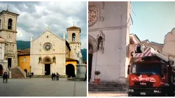 Die Basilika vor und nach dem Beben. / Wikimedia/Twitter