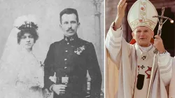 Karol Wojtyla und seine Frau Emilia von Kaczorowski (links) und Papst Johannes Paul II. (rechts) / Vatican News