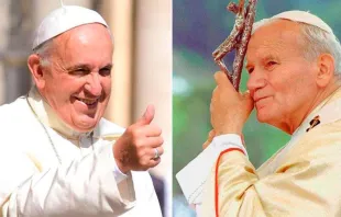Papst Franziskus und der heilige Papst Johannes Paul II. / Daniel Ibáñez (CNA) - Vatican Media