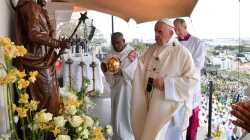 Papst Franziskus am Monument Maria Königin des Friedens auf Mauritius am 9. September 2019 / Vatican Media