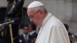 Papst Franziskus hälte eine Rede beim Besuch des Regierungspalastes in Lima, Peru am 19. Januar 2018. / CNA / Alvaro de Juana