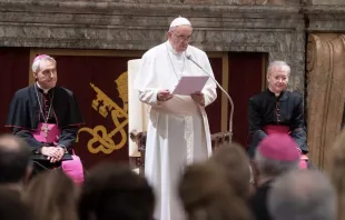 Papst Franziskus in der Sala Clementina im Vatikan / Vatican Media 