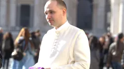Pater Julian Backes O.Praem. am Aschermittwoch 2016 vor dem Petersdom. / CNA/Alexey Gotovskiy