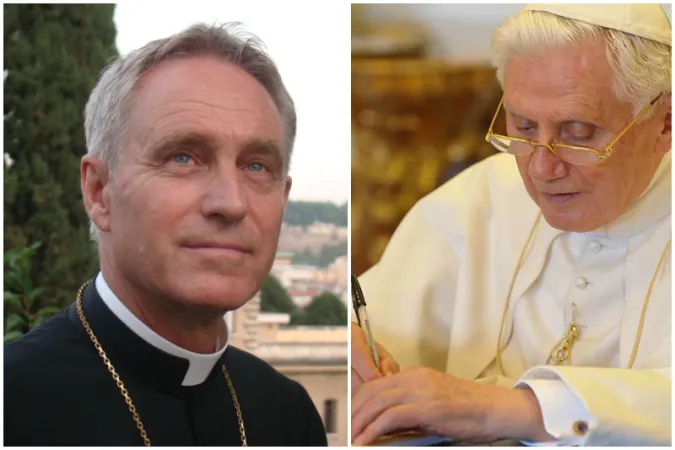 Erzbischof Gänswein (li.) und Papst emeritus Benedikt XVI.