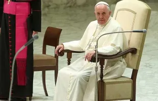 Papst Franziskus spricht zu Paralympics-Teilnehmern in der Audienzhalle am 4. Oktober 2014. / CNA / Daniel Ibanez