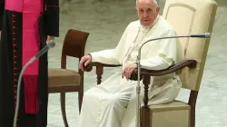 Papst Franziskus spricht zu Paralympics-Teilnehmern in der Audienzhalle am 4. Oktober 2014. / CNA / Daniel Ibanez