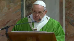 Papst Franziskus bei seiner Ansprache in der Sala Regia am 24. Februar 2019 zum Abschluss des Krisengipfels im Vatikan / Vatican Media