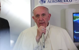 Papst Franziskus beantwortet Fragen von Journalisten auf dem Rückflug von Mexiko am 18. Februar 2016 / CNA/Alan Holdren 