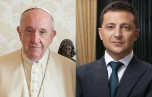 Papst Franziskus und der ukrainische Präsident Wolodymyr Selenskyj.  
 / Quirinale.it/President.gov.ua via Wikimedia.
