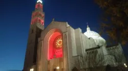 Die rot erleuchtete Basilika in Washington / Courtney Grogan / CNA Deutsch