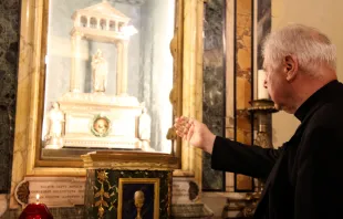 Kardinal Gerhard Ludwig Müller mit der Reliquie der heiligen Agnes / Julia Wächter