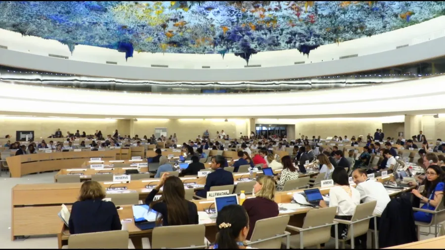 Der Menschenrechtskonferenzsaal der UN in Genf