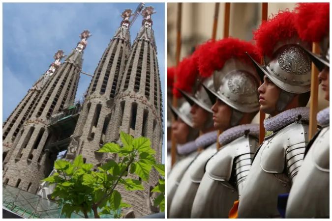 Barcelonas Sagrada Familia (links) und Schweizergardisten.