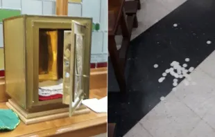 Der Tabernakel in der Kirche des heiligen Josef und die verstreuten Hostien / Pfarrei San José Obrero (Rosario)