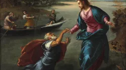 Christus und St. Peter am See Genezareth (Gemälde von Scarsellino) / gemeinfrei