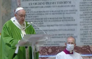 Papst Franziskus predigt im Petersdom zum Welttag der Armen am 15. November 2020. / Vatican News / Screenshot