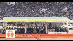 Zehntausende Christen waren im Barthelemy Boganda Stadium gekommen, um Papst Franziskus zu sehen und an der Eucharistie-Feier teilzunehmen.  / EWTN – Katholisches Fernsehen 