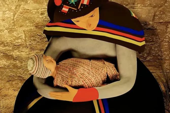 Screenshot einer 3D-Darstellung einer peruanischen Krippe, die in der Weihnachtszeit 2021 im Vatikan zu sehen sein wird