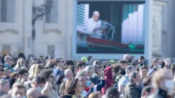 Papst Franziskus spricht zu Besuchern und Pilgern auf dem Petersplatz am 21. November 2021. / Daniel Ibáñez / CNA Deutsch 