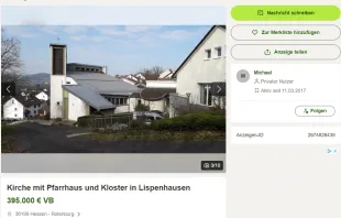 Verkauf der Kirche in Lispenhausen über eBay Kleinanzeigen / Screenshot von eBay Kleinanzeigen