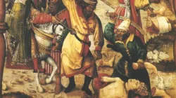 Unbekannter Maler: Stanislaus wird von König Boleslaw II. gevierteilt, 1521 im National-Museum in Poznań / Joachim Schäfer - Ökumenisches Heiligenlexikon