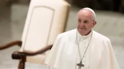 Papst Franziskus in der Audienzhalle am 14. Oktober 2020. / Daniel Ibanez / CNA Deutsch 