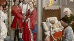 Die Sakramente der Kommunion, der Ehe und der Krankensalbung: Ausschnitt des Triptychons Altar der sieben Sakramente von Rogier van der Weyden (um 1450). / Wikimedia (CC0) 