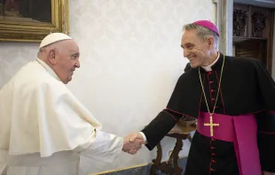 Papst Franziskus mit Erzbischof Georg Gänswein am 9. Mai 2023 im Vatikan. / Vatican Media