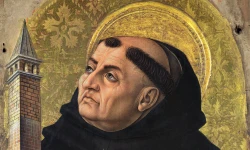 Im 13. Jahrhundert versuchte der heilige Thomas von Aquin, die aristotelische Philosophie mit der augustinischen Theologie in Einklang zu bringen. Aquin bediente sich sowohl der Vernunft als auch des Glaubens bei der Erforschung der Metaphysik, der Moralphilosophie und der Religion. / Gemeinfrei