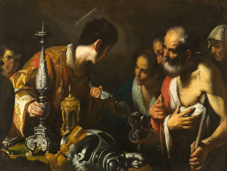 Sankt Laurentius verteilt den Schatz der Kirche: Das Gemälde von Bernardo Strozzi entstand um 1625