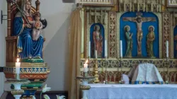 Die Statue der Muttergottes am "National Catholic Shrine of Our Lady of Walsingham" in Norfolk, England. / Mazur/catholicnews.org.uk